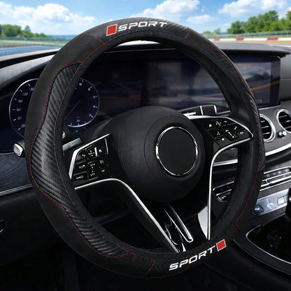 Sports Car Steering Wheel Cover, No Inner Ring, Compatible With 14.5-15 Inch Steering Wheel, Car Accessories For Both Men And Women, Suitable For All Seasons