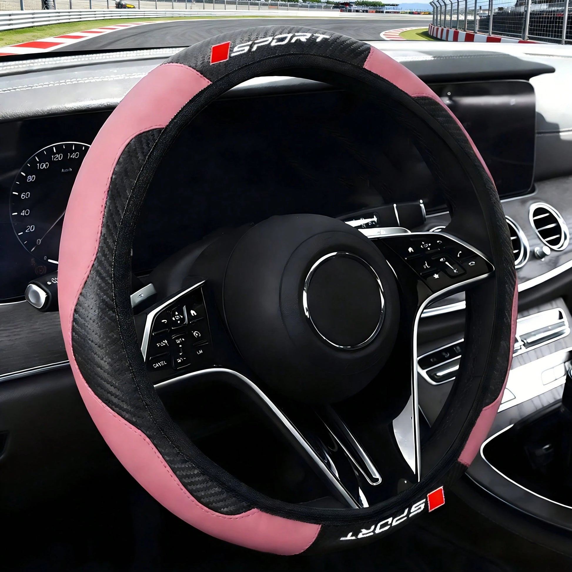 Sports Car Steering Wheel Cover, No Inner Ring, Compatible With 14.5-15 Inch Steering Wheel, Car Accessories For Both Men And Women, Suitable For All Seasons