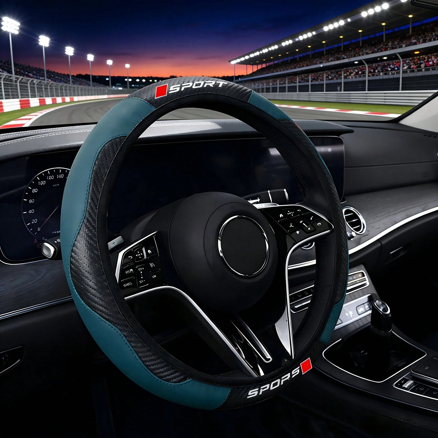Sports Car Steering Wheel Cover, No Inner Ring, Compatible With 14.5-15 Inch Steering Wheel, Car Accessories For Both Men And Women, Suitable For All Seasons