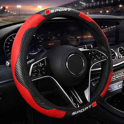 Sports Car Steering Wheel Cover, No Inner Ring, Compatible With 14.5-15 Inch Steering Wheel, Car Accessories For Both Men And Women, Suitable For All Seasons