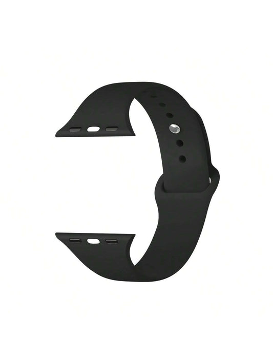Sports Silicone Watch Band, Compatible With Apple Watch 40mm 38mm 41mm 44mm 45mm 46mm 42mm 49mm M/L Unisex, Black Soft Waterproof Wristband, Replaceable Sports Strap, Compatible With Ultra SE 11 10 9