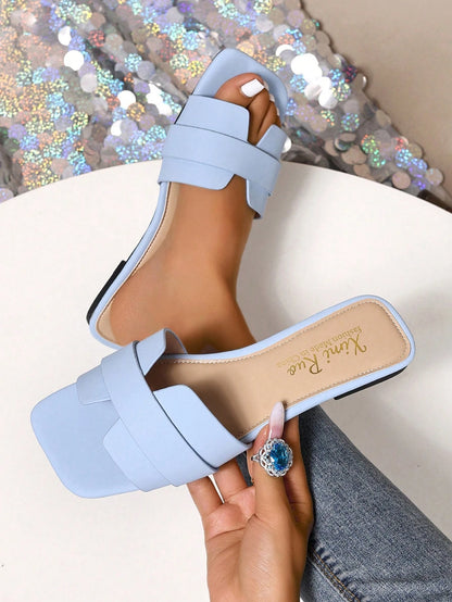 Spring/Summer New Fashion Casual Strap Slip On Sandals For Women, Comfortable Flat Heel Open Toe Beach Slippers, Simple & Versatile,Holiday Essential