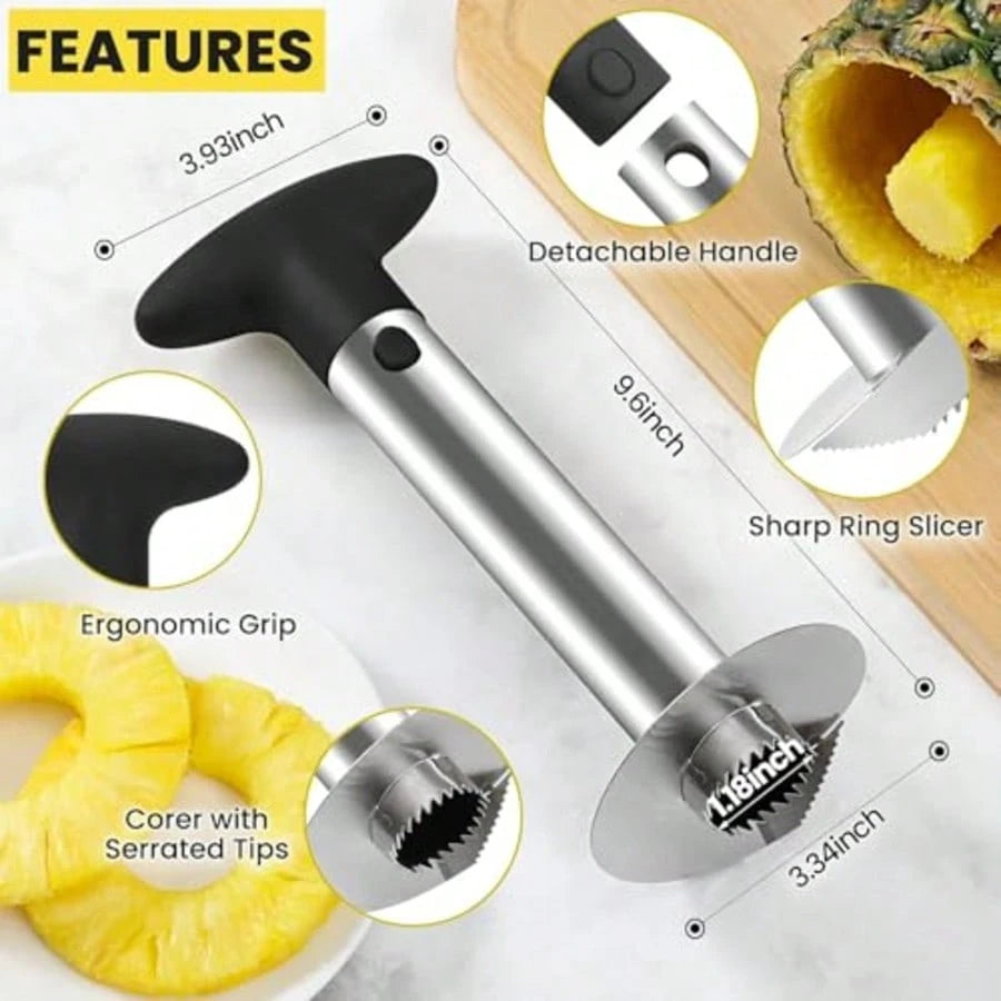Stainless Steel Pineapple Corer & Slicer- Thick Blade, Easy-To-Use Pineapple Cutter & Core Removal Tool For Perfect Pineapple Rings