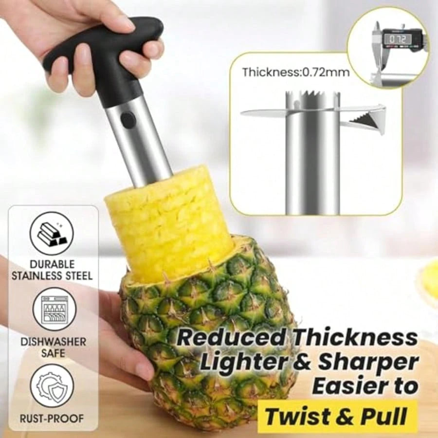 Stainless Steel Pineapple Corer & Slicer- Thick Blade, Easy-To-Use Pineapple Cutter & Core Removal Tool For Perfect Pineapple Rings
