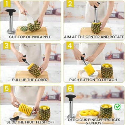 Stainless Steel Pineapple Corer & Slicer- Thick Blade, Easy-To-Use Pineapple Cutter & Core Removal Tool For Perfect Pineapple Rings