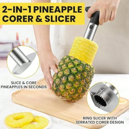 Stainless Steel Pineapple Corer & Slicer- Thick Blade, Easy-To-Use Pineapple Cutter & Core Removal Tool For Perfect Pineapple Rings
