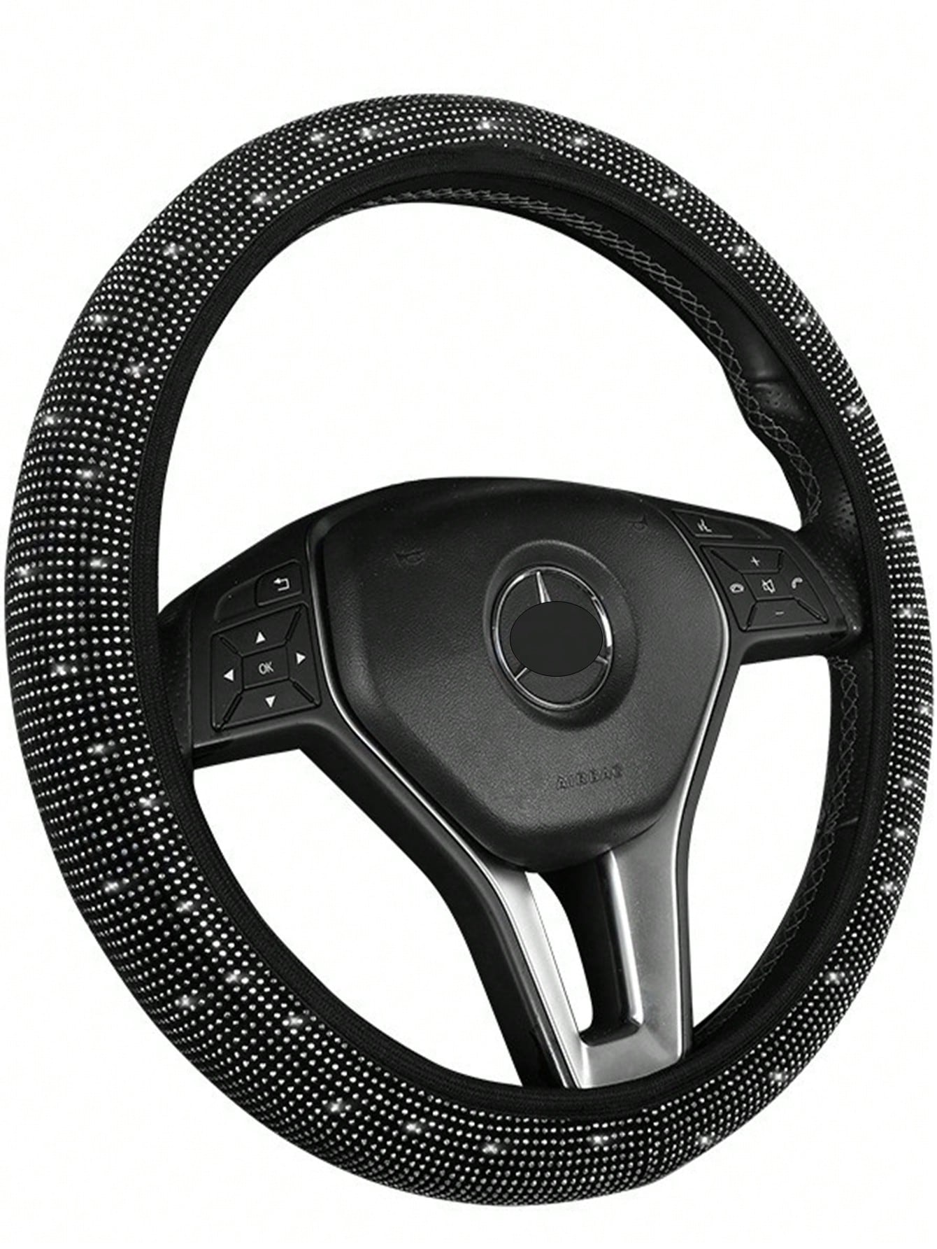 Steering Wheel Cover For Women Men Bling Bling Crystal Diamond Sparkling Car SUV Wheel Protector Universal Fit 15 Inch,Car Bling Steering Wheel Cover For Women Girls,Universal Colorful Crystal Rhinest