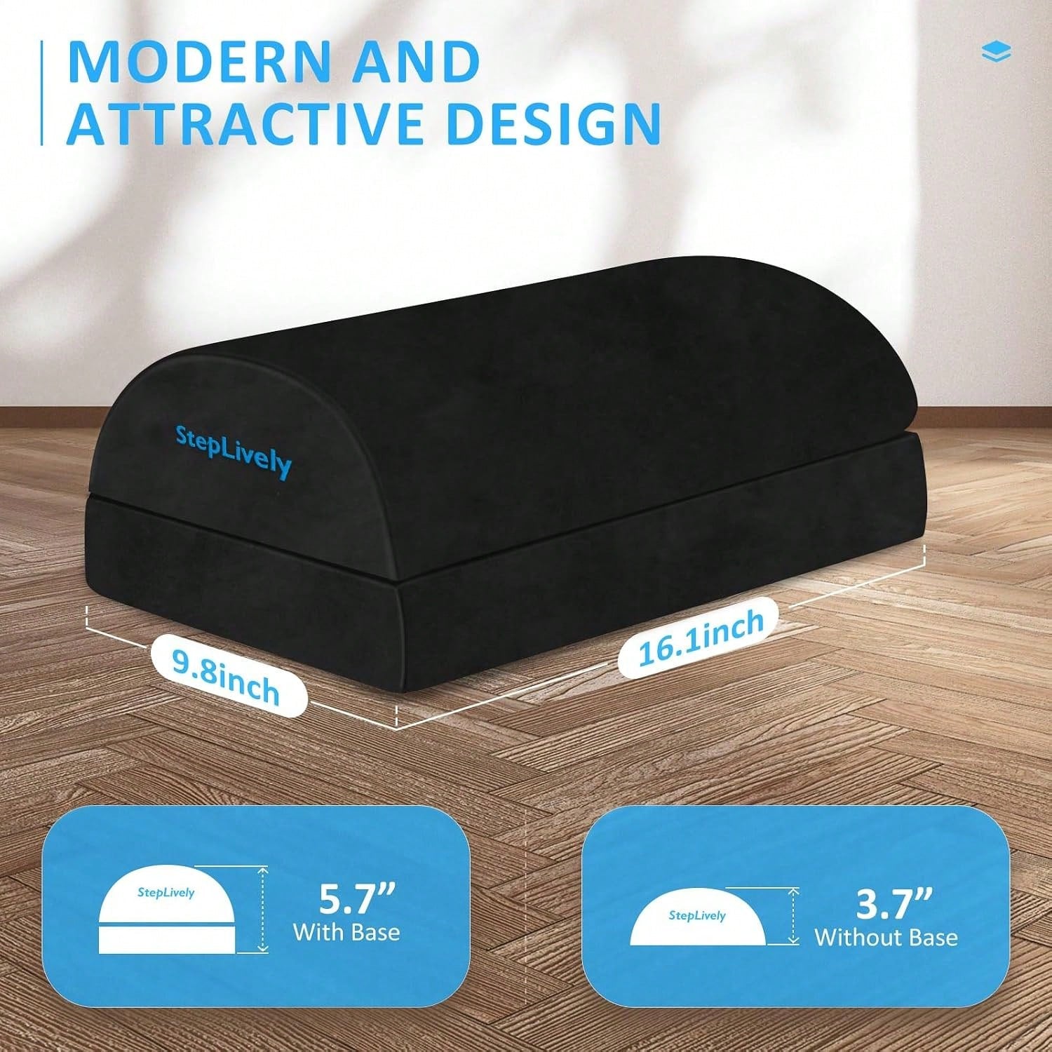 StepLively Foot Rest For Under Desk At Work, Comfortable Foot Stool With 2 Adjustable Heights, Footrest With Washable Cover, For Back &Amp; Hip Pain Relief, Suitable For Office, Home And Car (Black)