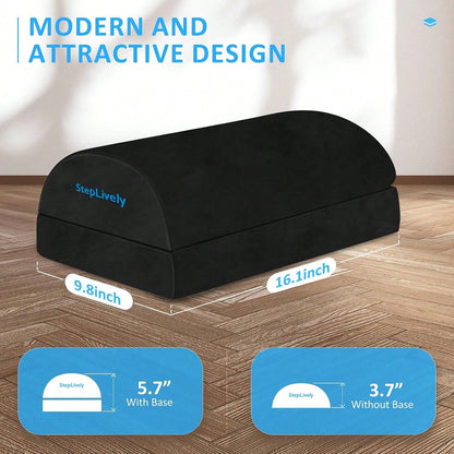 StepLively Foot Rest For Under Desk At Work, Comfortable Foot Stool With 2 Adjustable Heights, Footrest With Washable Cover, For Back &Amp; Hip Pain Relief, Suitable For Office, Home And Car (Black)