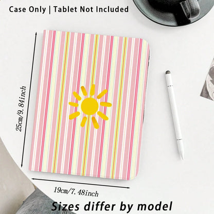Striped, Sun And Other Pattern Painted Effect Tablet Protective Case, Built-In Pen Slot, With Stand, Suitable For Honor 8/9/10/X8/X8A/X9/X8Pro/X9Pro And Other Models/ MatePad Se 11 Inch/MatePad 11 Inc