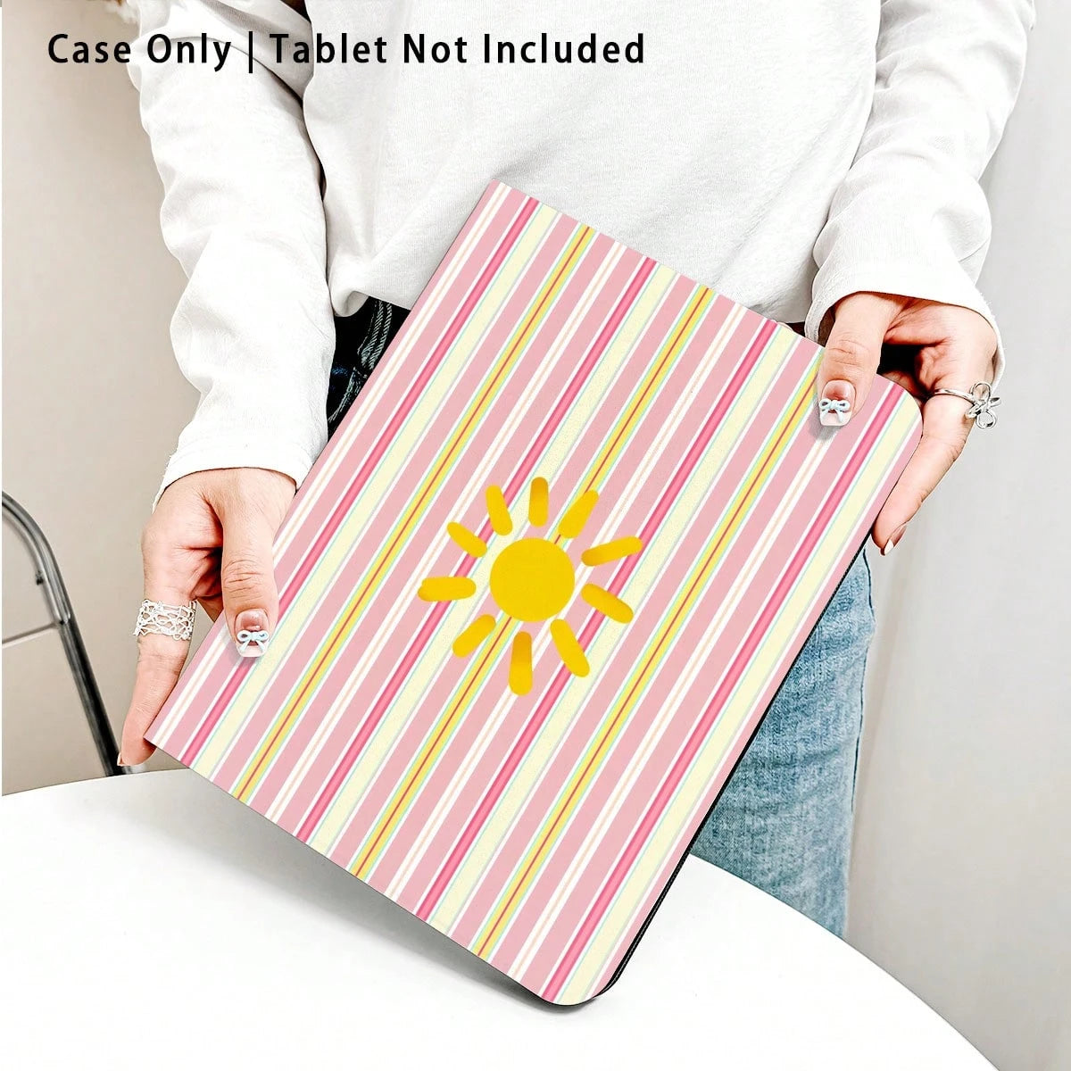 Striped, Sun And Other Pattern Painted Effect Tablet Protective Case, Built-In Pen Slot, With Stand, Suitable For Honor 8/9/10/X8/X8A/X9/X8Pro/X9Pro And Other Models/ MatePad Se 11 Inch/MatePad 11 Inc