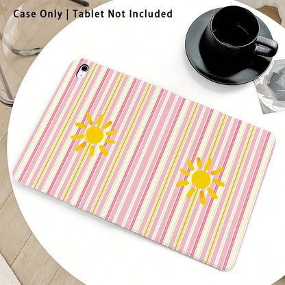Striped, Sun And Other Pattern Painted Effect Tablet Protective Case, Built-In Pen Slot, With Stand, Suitable For Honor 8/9/10/X8/X8A/X9/X8Pro/X9Pro And Other Models/ MatePad Se 11 Inch/MatePad 11 Inc