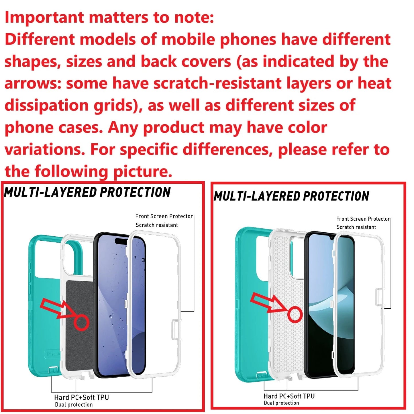Strong & Durable 3-In-1 Protective Case Compatible With IPhone, Galaxy, HONOR And Other Phones