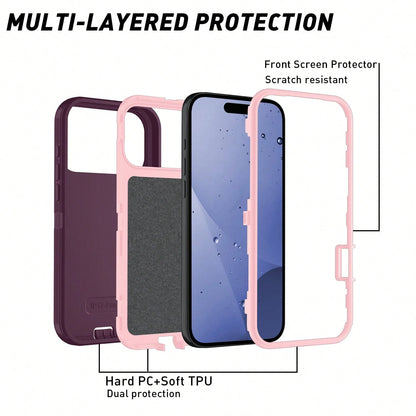 Strong & Durable 3-In-1 Protective Case Compatible With IPhone, Galaxy, HONOR And Other Phones