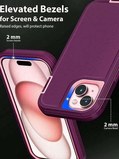 Strong & Durable 3-In-1 Protective Case Compatible With IPhone, Galaxy, HONOR And Other Phones