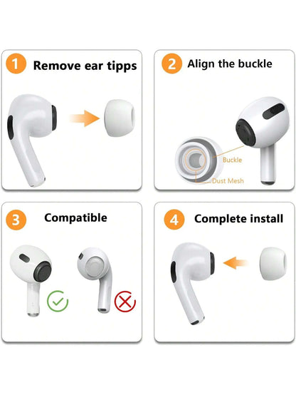 Suction [4 Pairs] Silicone Ear Tips Replacement Compatible With Airpods Pro And Airpods Pro 2nd Generation(XS/S/M/L)