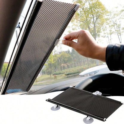 Suction Cup Blackout Curtains,Retractable Sunshade,Portable Blinds,Free-Perforated Sun Protection Roller Shade,Temporary Sunshade Windows Blinds,Black