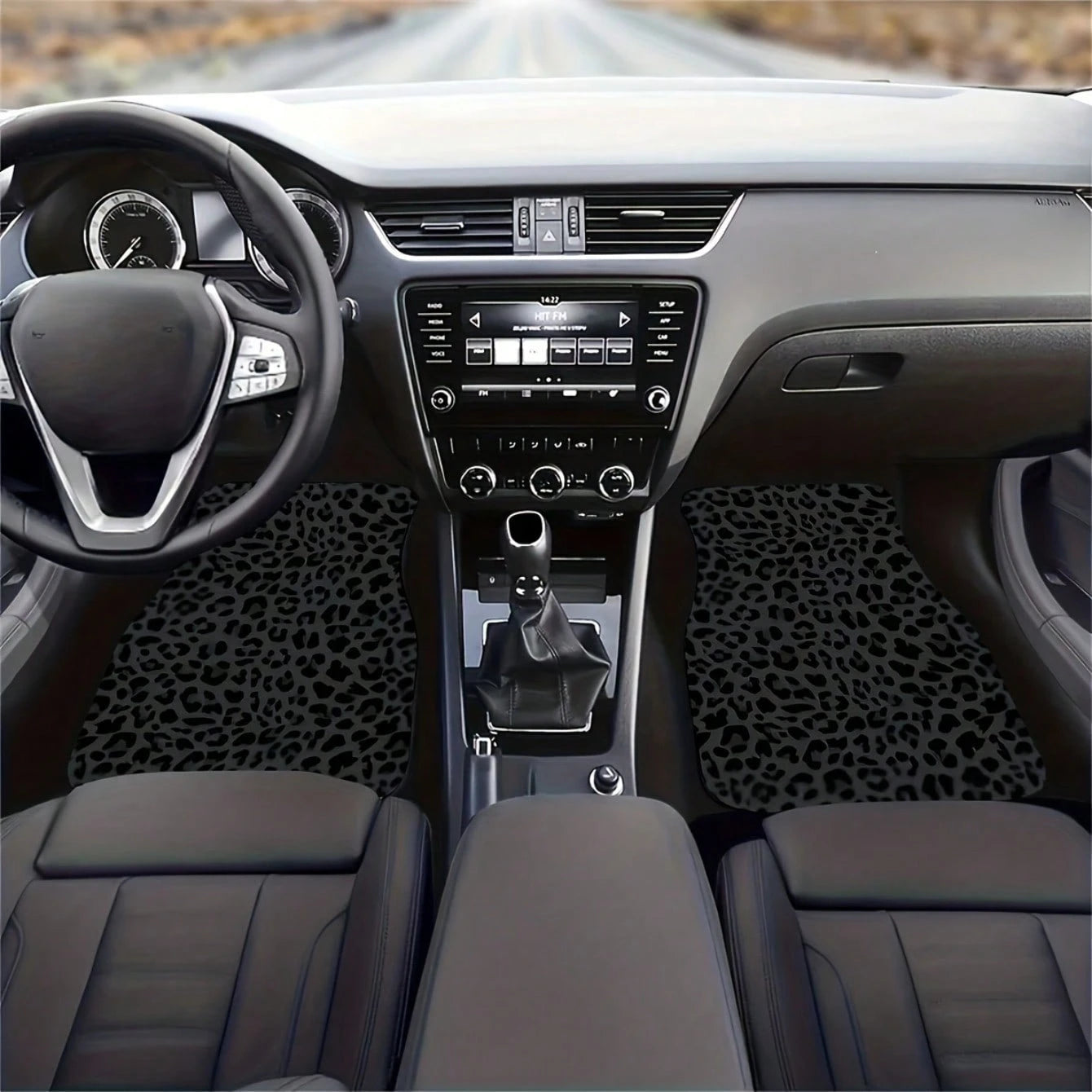Suitable For All Car Models, 4pcs Set Black Leopard Print Car Carpet, For All-Season Vehicle Carpet With Non-Slip Base, Easy-To-Clean Car Interior Additions, Car Acessesories, Car Acessesories Women