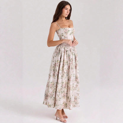 Summer Dresses For WomenElegant Spaghetti Strap Square Neck White Maxi Dress, Fitted Corset Detail Flowy Pleated Long Dress, Casual Pdresses For Wome