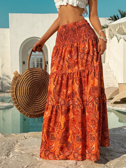 Sunnyshic Women's Bohemian Print Skirt, Casual Holiday Daily Wear