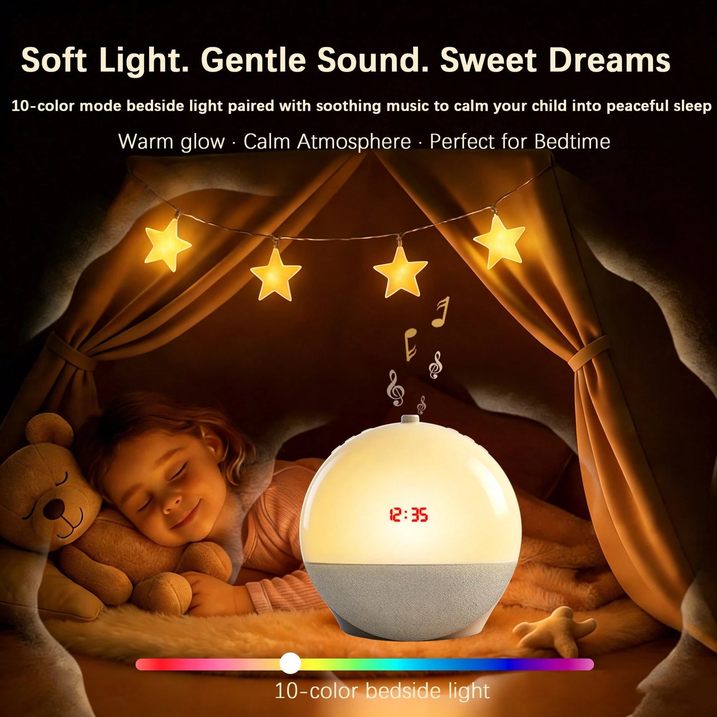 Sunrise Alarm Clock Wake Up Light, White Noise Machine Sleep Aid With 8 Soothing Sounds, Bluetooth Speaker & 10 Color Atmosphere Lights, Dual Alarms, Dimmable Natural Light For Bedroom