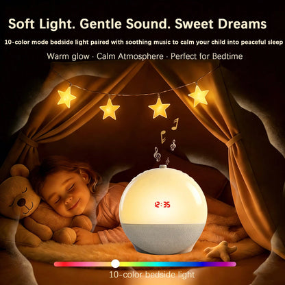Sunrise Alarm Clock Wake Up Light, White Noise Machine Sleep Aid With 8 Soothing Sounds, Bluetooth Speaker & 10 Color Atmosphere Lights, Dual Alarms, Dimmable Natural Light For Bedroom