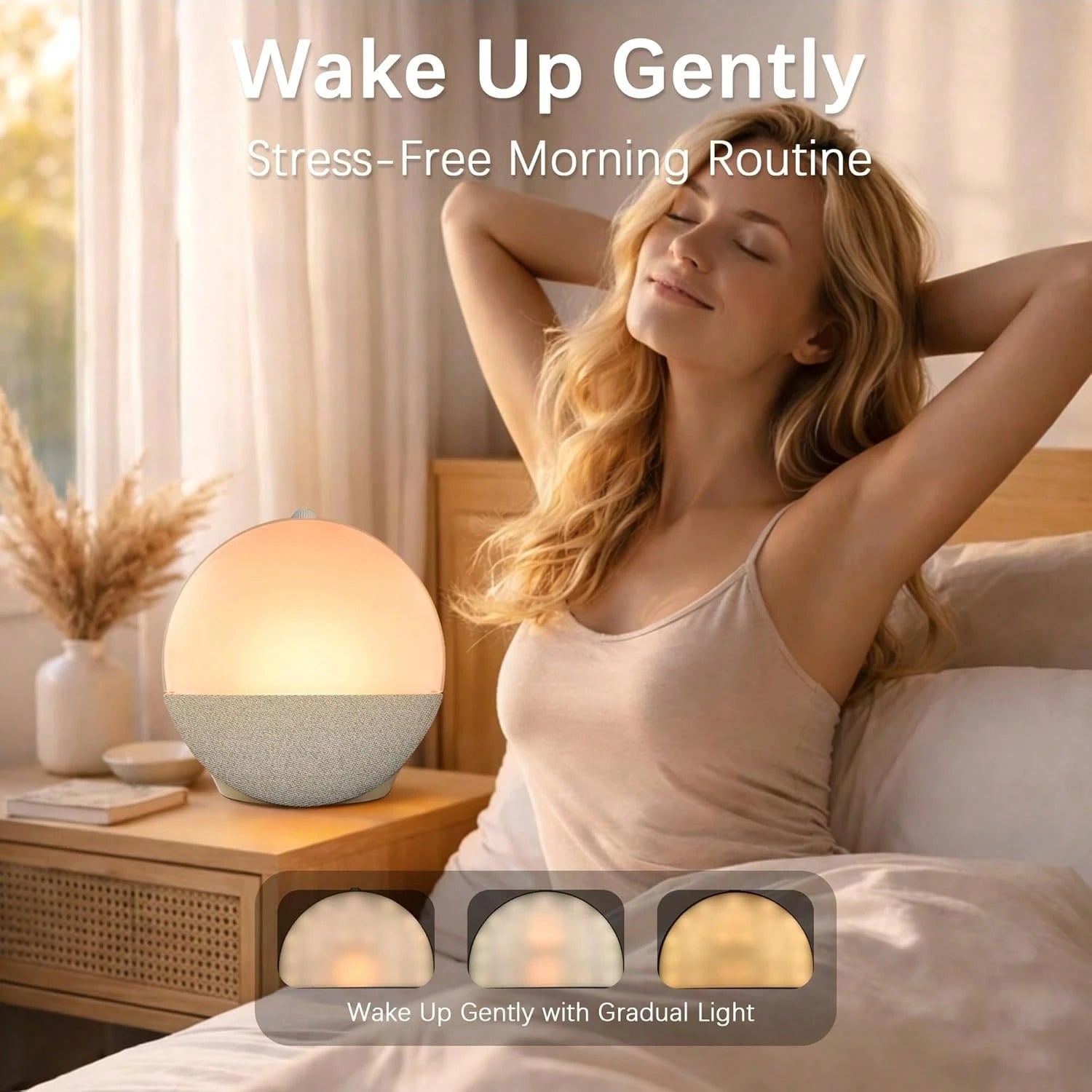 Sunrise Alarm Clock Wake Up Light, White Noise Machine Sleep Aid With 8 Soothing Sounds, Bluetooth Speaker & 10 Color Atmosphere Lights, Dual Alarms, Dimmable Natural Light For Bedroom