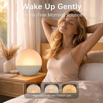 Sunrise Alarm Clock Wake Up Light, White Noise Machine Sleep Aid With 8 Soothing Sounds, Bluetooth Speaker & 10 Color Atmosphere Lights, Dual Alarms, Dimmable Natural Light For Bedroom