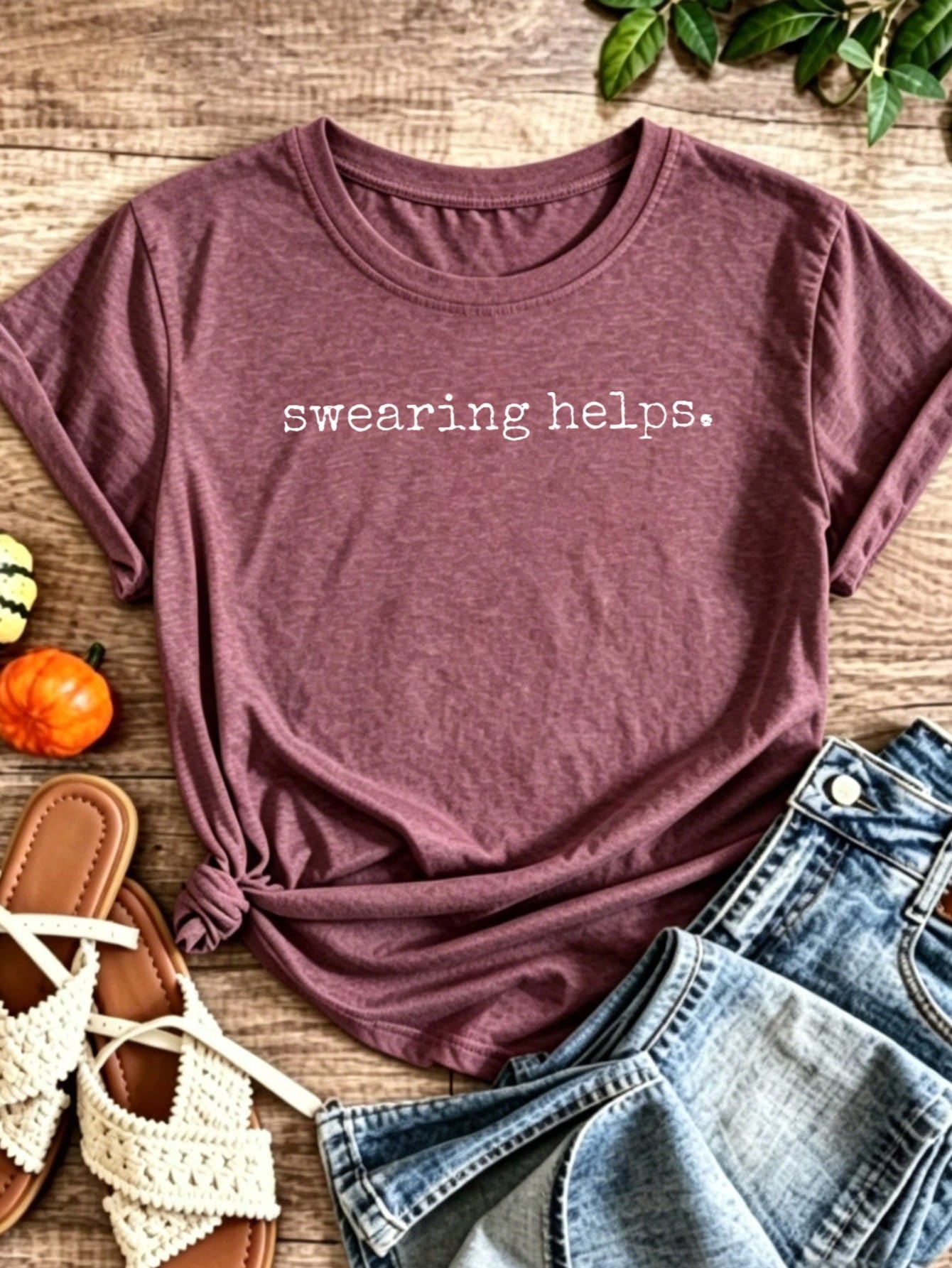 Swearing Helps Printed Women's Colored Cotton T-Shirt Understated Luxury Casual Tee Y2K Style With Digital Print An Excellent Gift For Friends