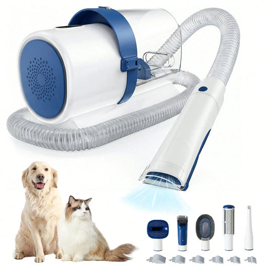 Sweetcrispy Pet Grooming Vacuum Kit, 3 Adjustable Suction Modes Dog Hair Clipper, 5 Professional Grooming Tools With Low Noise Cat Hair Clippers, 2.5L