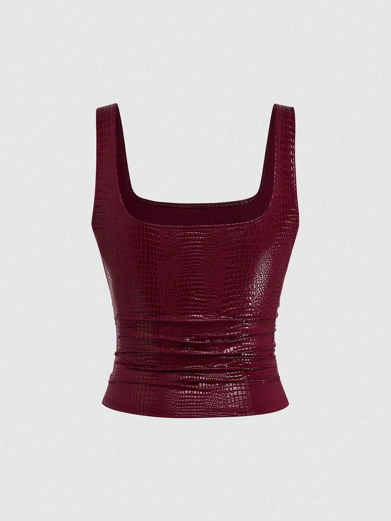 Sweetra New Fashion Burgundy Crocodile Embossed Elastic Street Style Party Nightclub Commute Daily Slim Fit Tank Top, Women, Spring/Summer