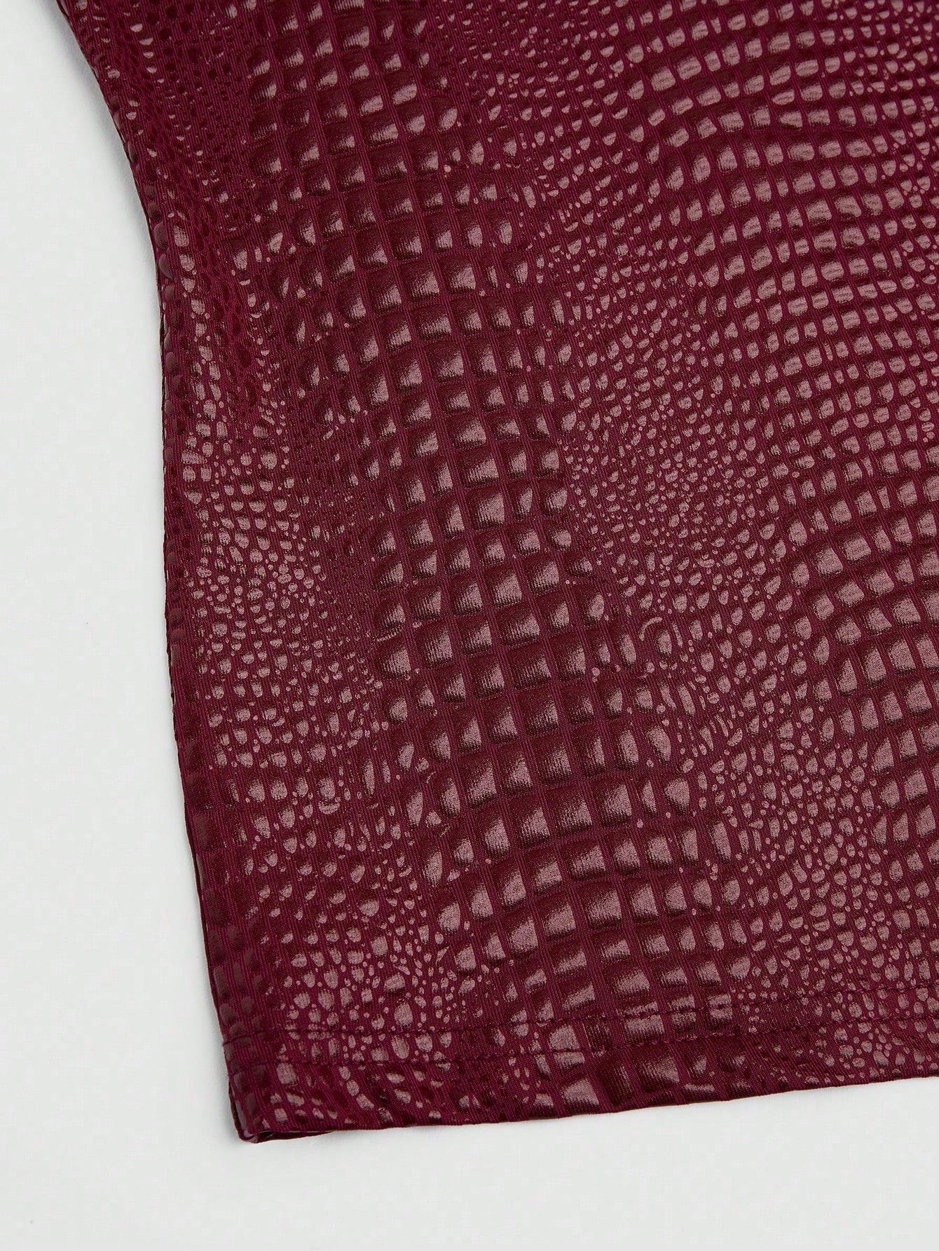 Sweetra New Fashion Burgundy Crocodile Embossed Elastic Street Style Party Nightclub Commute Daily Slim Fit Tank Top, Women, Spring/Summer