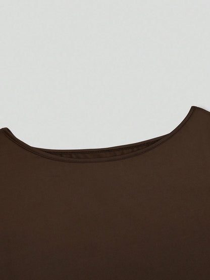Sweetra Plus Size Crew Neck Long Sleeve Fitted Cropped Flare Sleeve Multicolor Slimming Autumn/Winter Top T-Shirt Fall