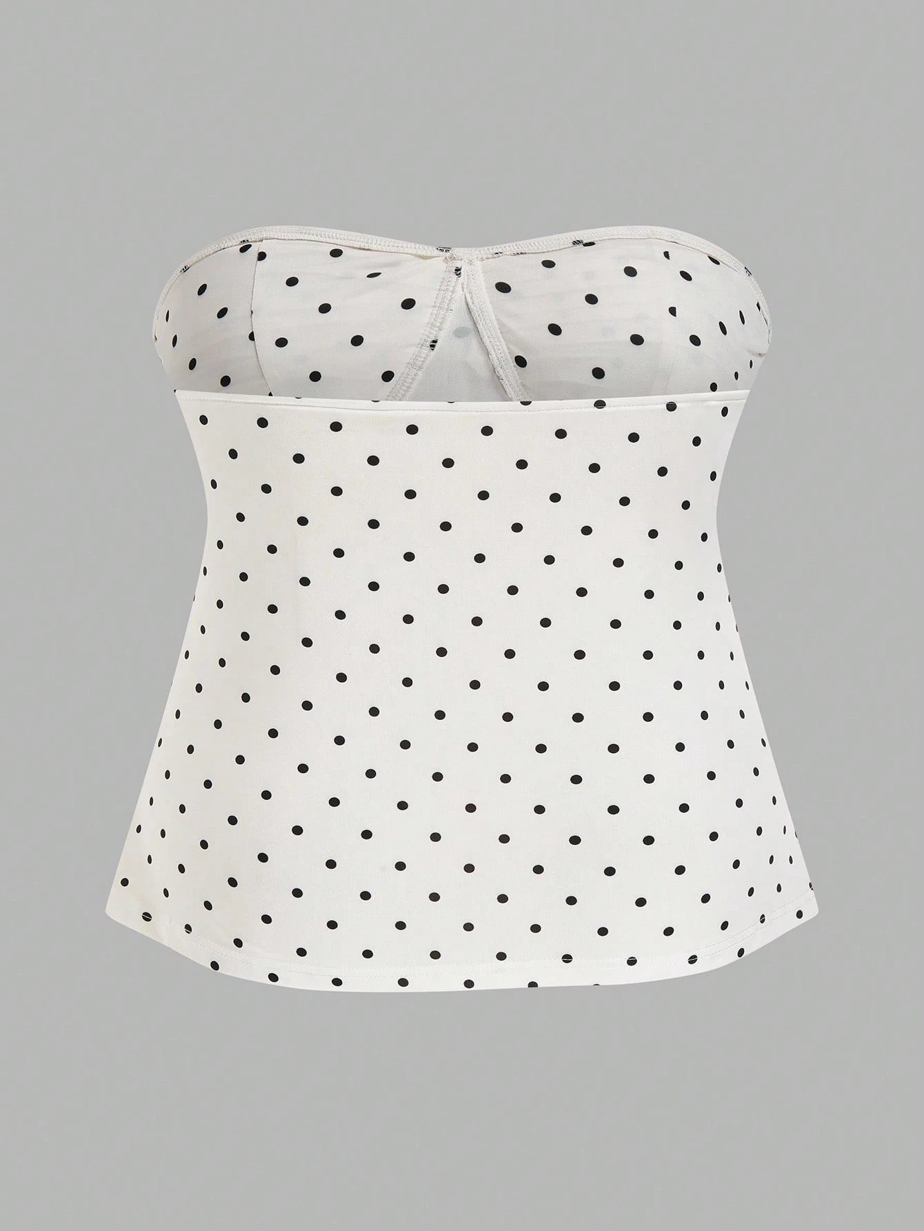 Sweetra Plus Size Retro Romantic Polka Dot Bowknot Bandeau Top