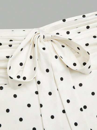 Sweetra Plus Size Retro Romantic Polka Dot Bowknot Bandeau Top