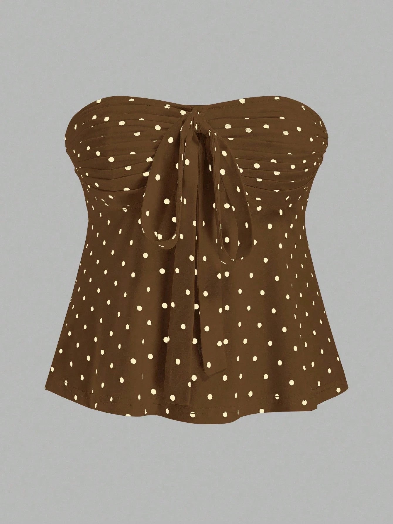 Sweetra Plus Size Retro Romantic Polka Dot Bowknot Bandeau Top