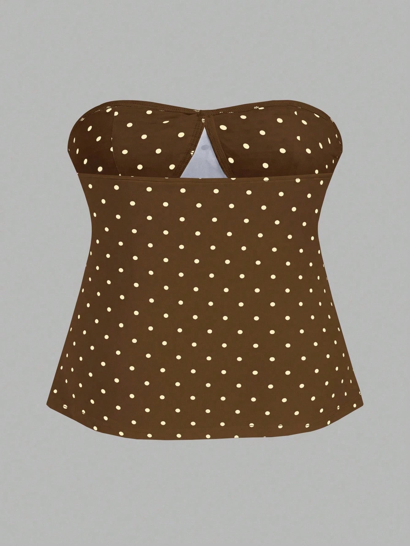 Sweetra Plus Size Retro Romantic Polka Dot Bowknot Bandeau Top
