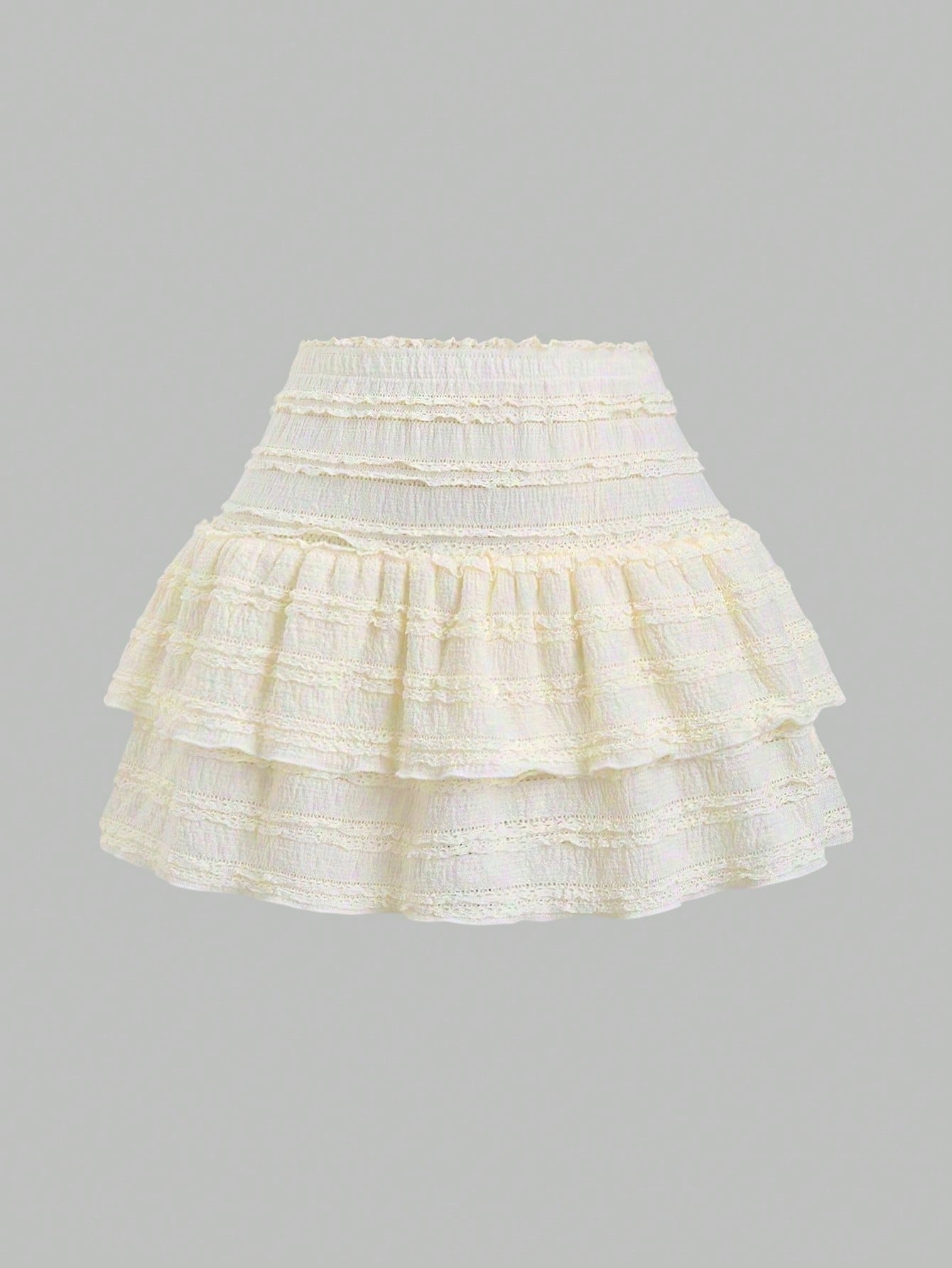 Sweetra Solid Color Ruffle Trim Double Layered Hem Orange Skirt, Casual & Resort Y2K Mini Short Skirt