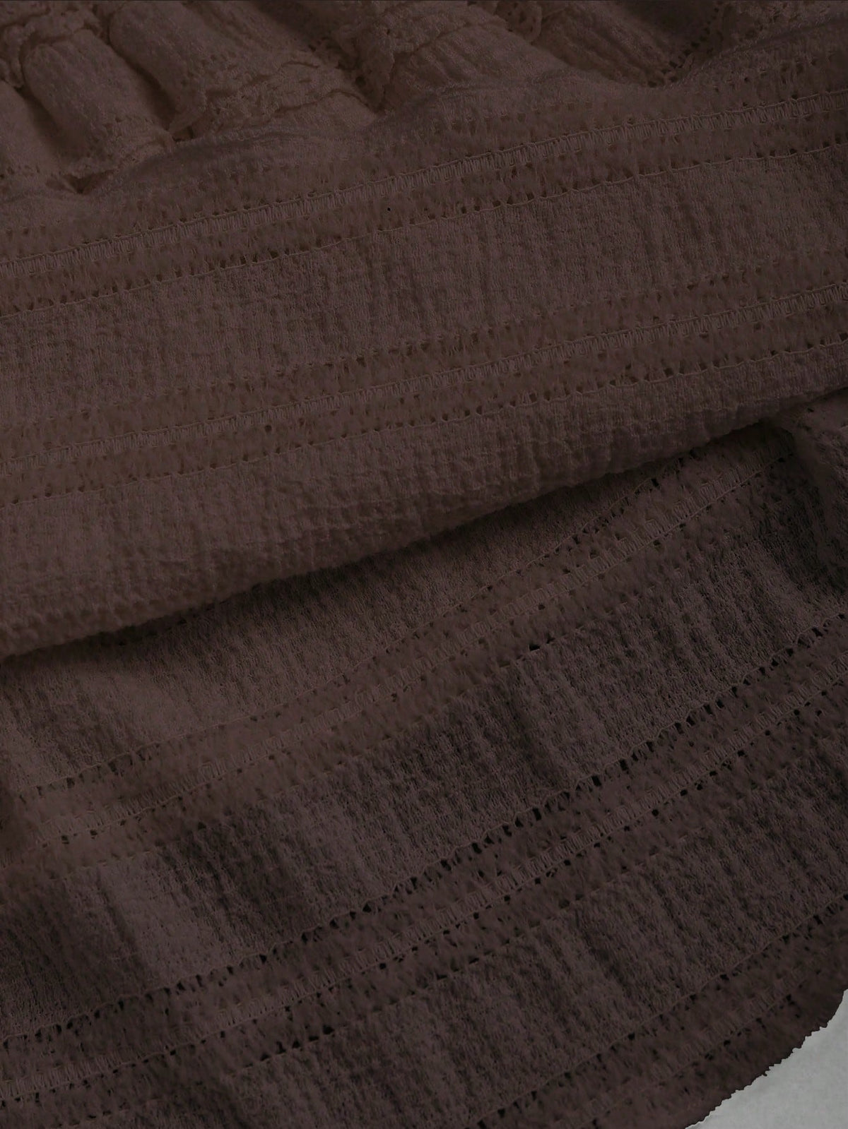 Sweetra Solid Color Ruffle Trim Double Layered Hem Skirt, Casual & Resort Y2K Mini Short Skirt