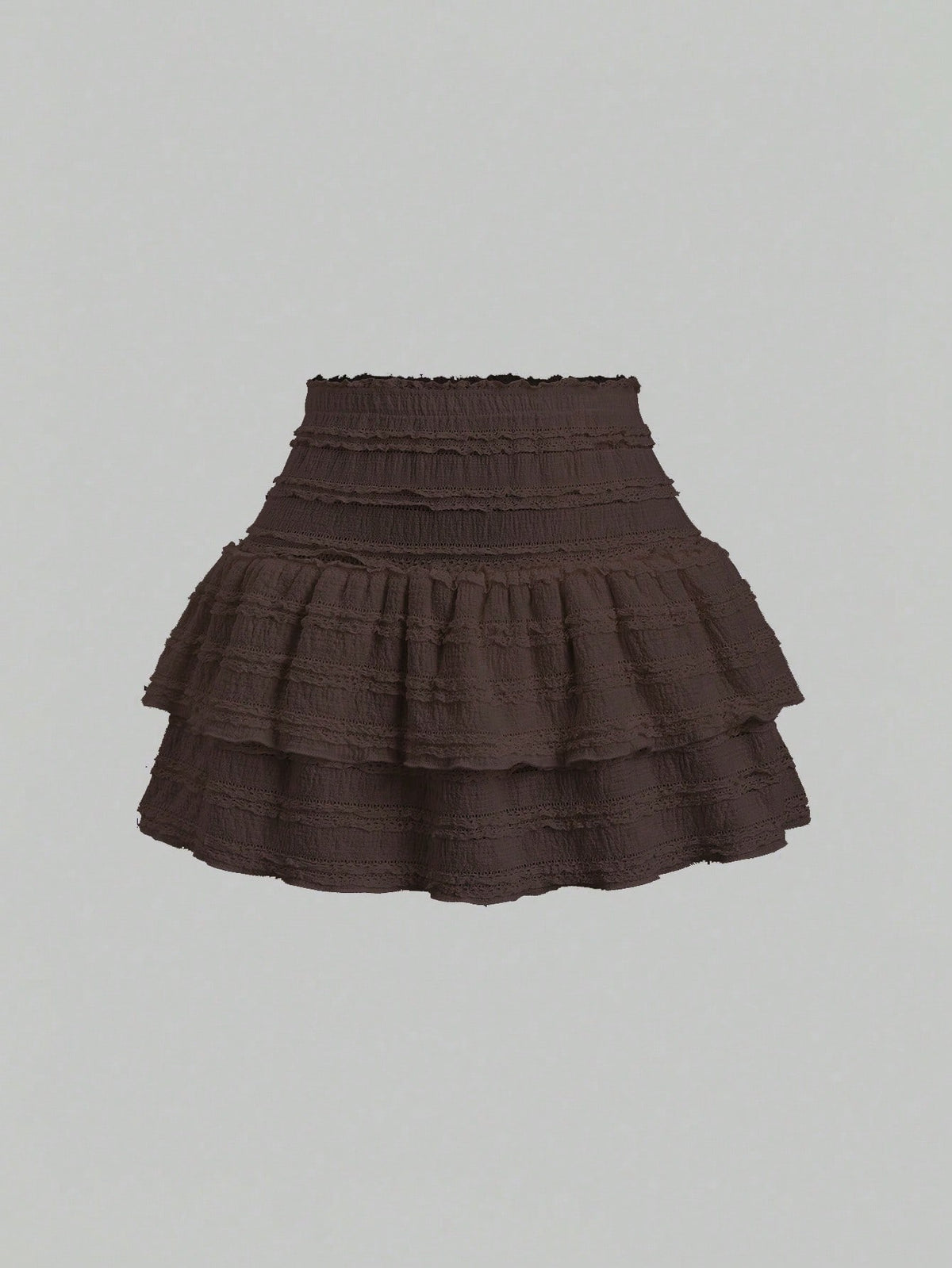 Sweetra Solid Color Ruffle Trim Double Layered Hem Skirt, Casual & Resort Y2K Mini Short Skirt
