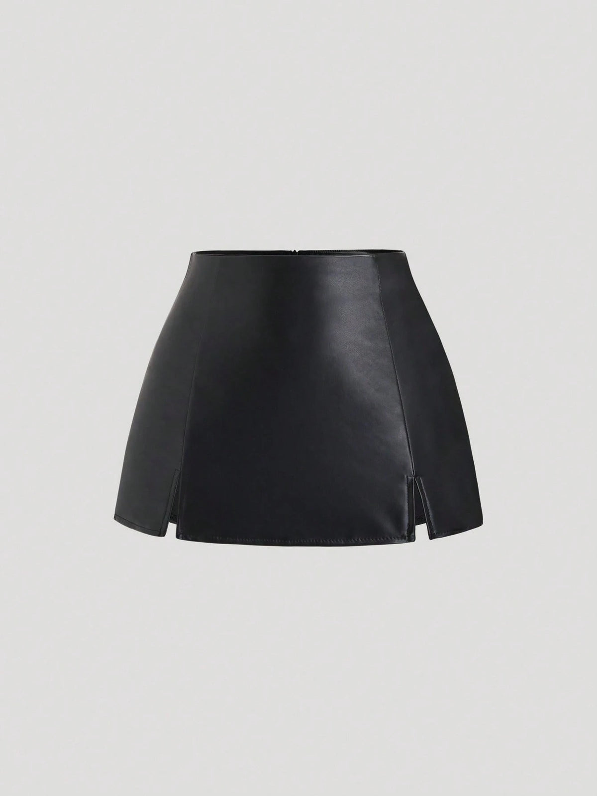 Sweetra Spring/Summer Sexy Low Waist Elegant PU Leather Split Mini Short Skirt For Women