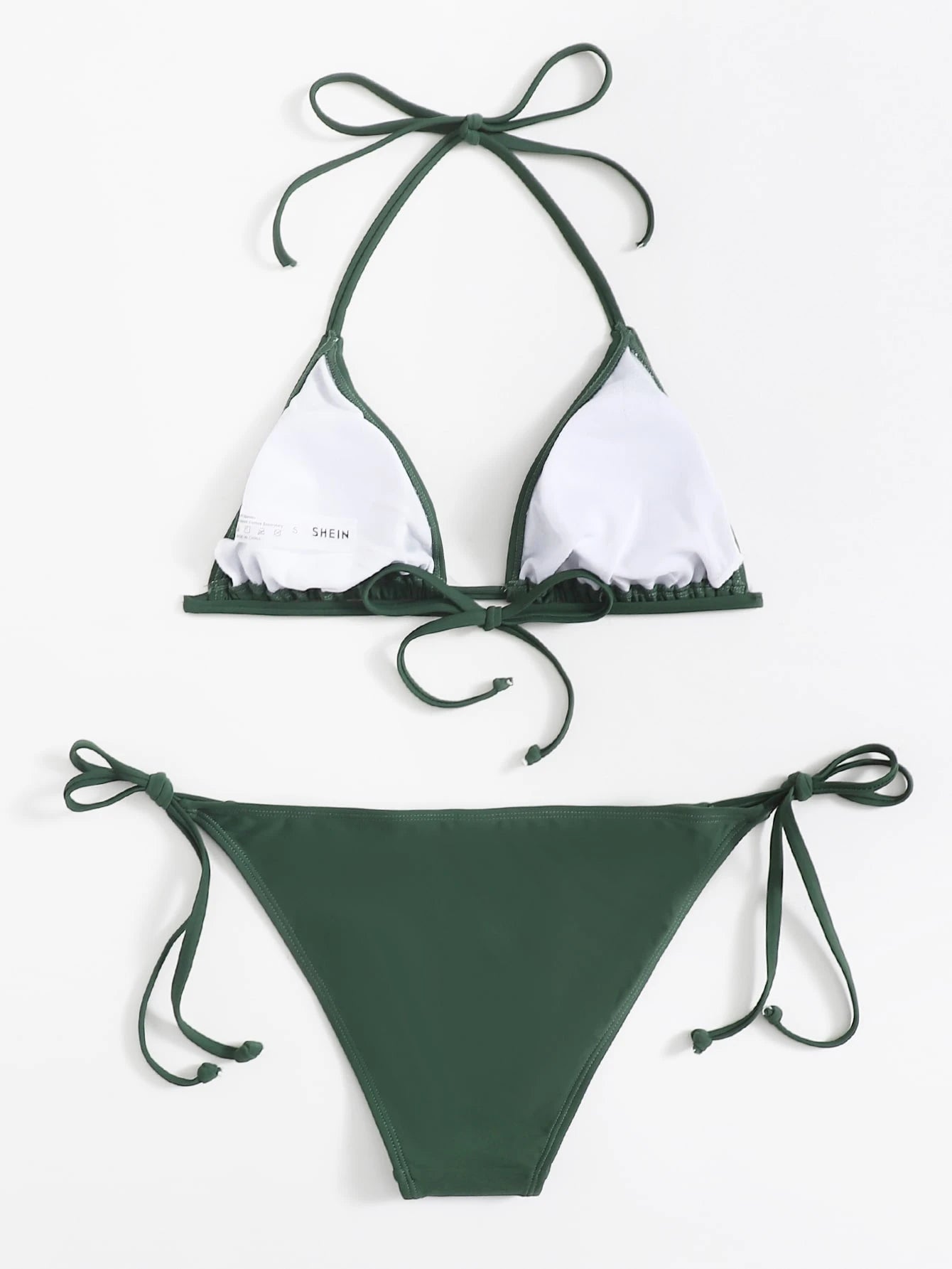 Sweetra Summer Beach Mono Bikini Set Halter Triangle Bra & Tie Side Bottom 2 Pieces Bikini