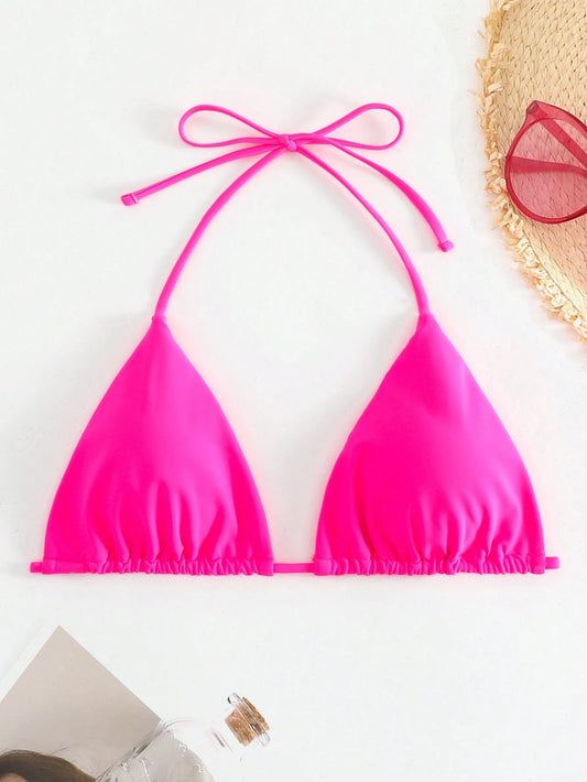 Swim Basics Summer Beach Halter Triangle Bikini Top
