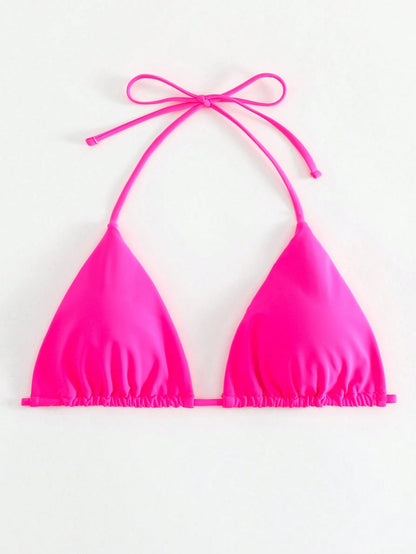 Swim Basics Summer Beach Halter Triangle Bikini Top