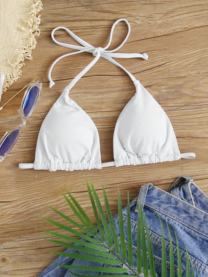 Swim Basics Summer Beach Halter Triangle Bikini Top