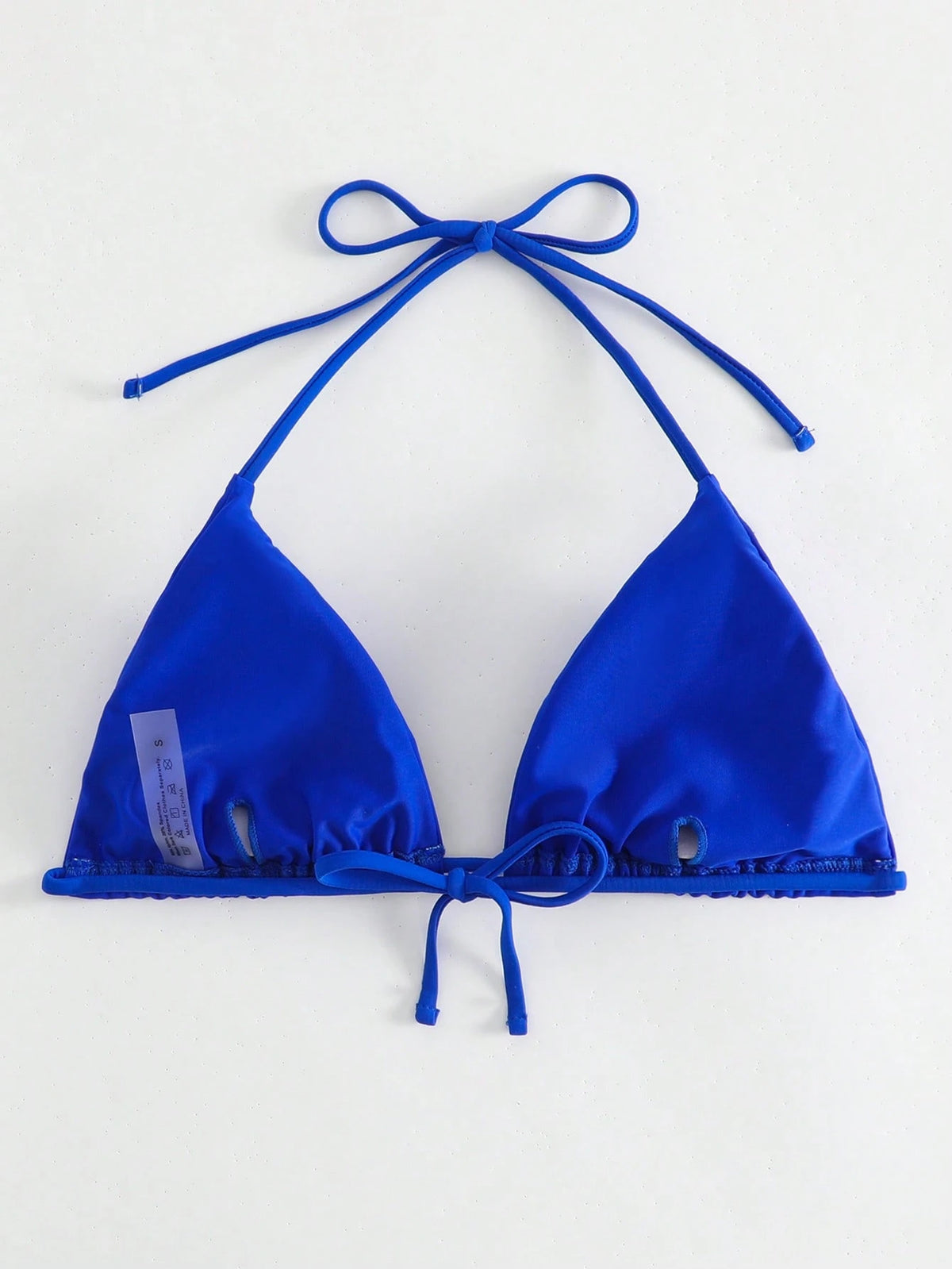 Swim Basics Summer Beach Solid Triangle Halter Bikini Top