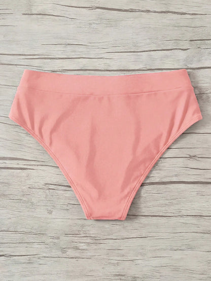 Swim Basics Women's Summer Vacation Beach V-Waist Solid Color Swimwear Bottom