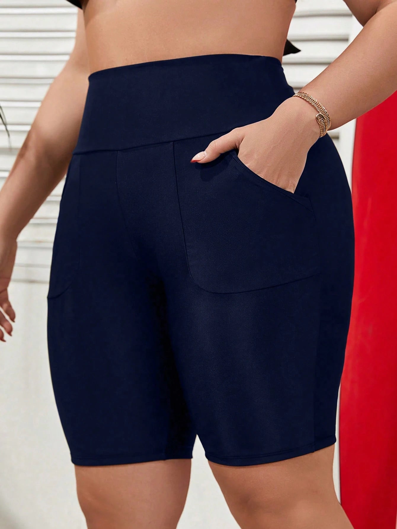 Swim Curve Plus Size Women Plain Simple Casual Swim Shorts Summer