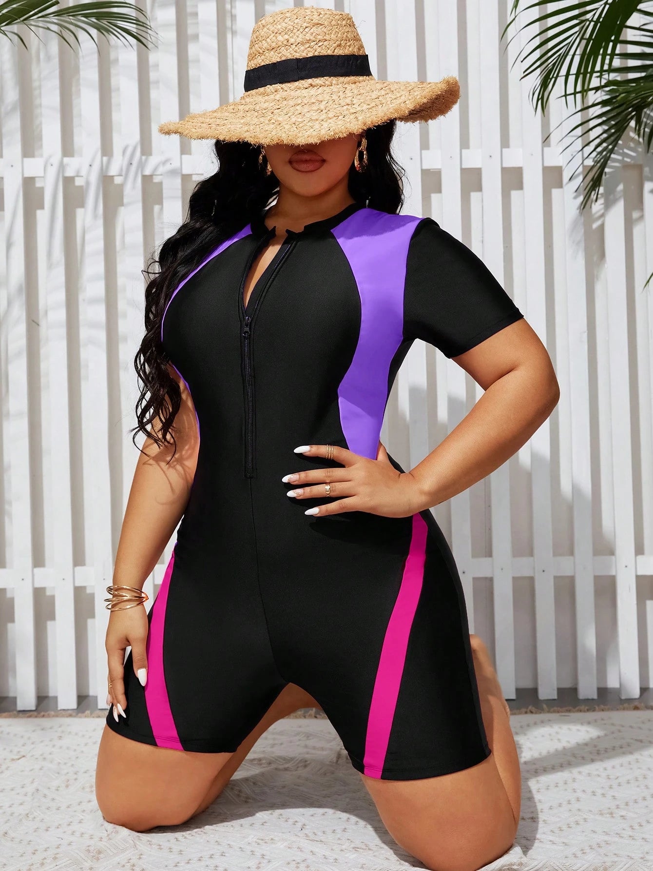 Swim Lushoire 1pc Plus Size One-Piece Swimsuit, Casual & Stylish For Everyday Wear For Summer Beach Vacation