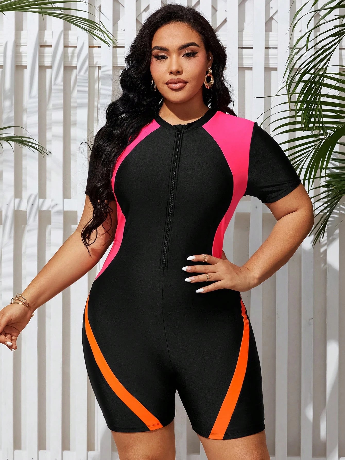 Swim Lushoire 1pc Plus Size One-Piece Swimsuit, Casual & Stylish For Everyday Wear For Summer Beach Vacation